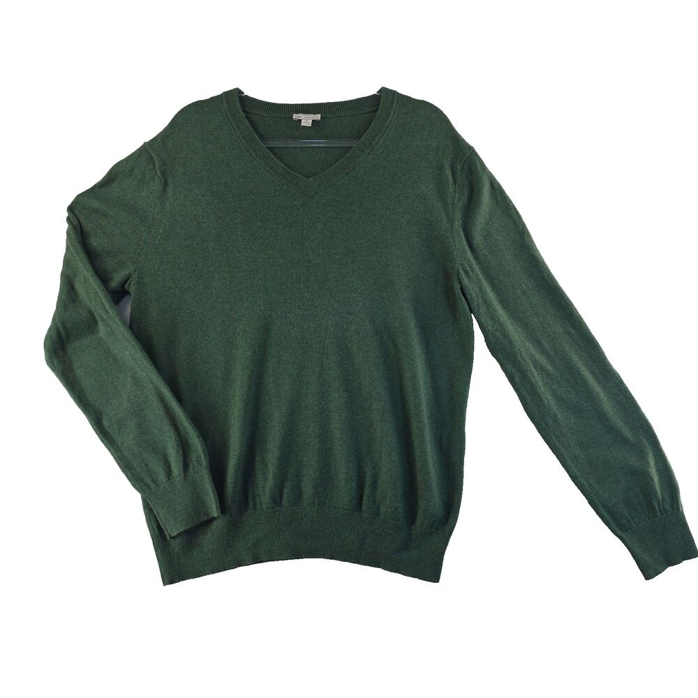 GAP Cotton Cashmere V Neck Sweater Men's Size Large Green Long Sleeve